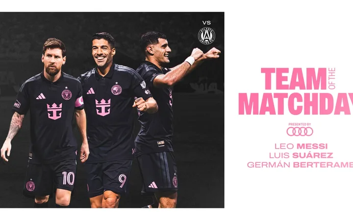 Cartel del Inter Miami con Messi, Suárez y Berterame en el Equipo de la Jornada.
