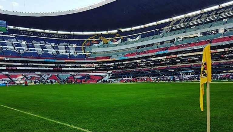 Así luce la cancha del Estadio Azteca