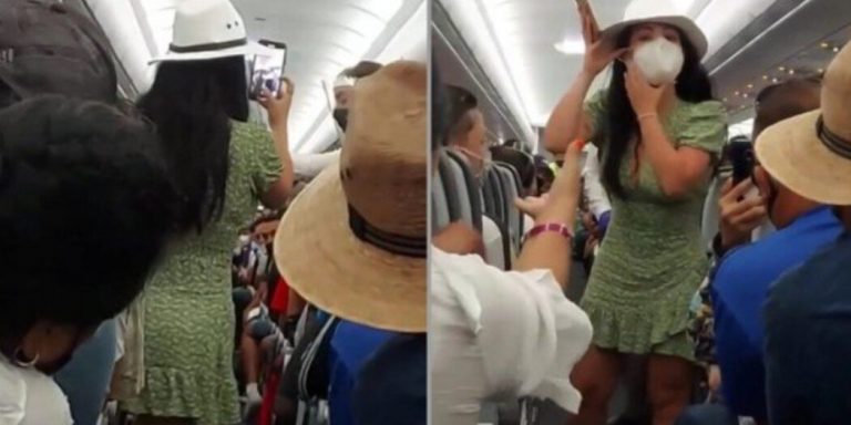 Filtran VIDEO donde #LadyCOVID enseña de más antes de ser bajada del avión