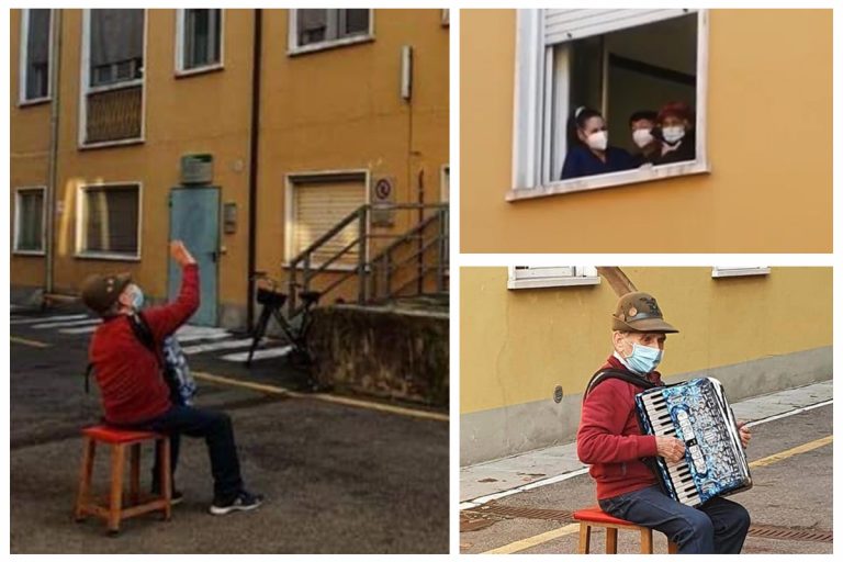 Abuelito acordeonista le lleva serenata a su esposa a la ventana del hospital.(VIDEO)