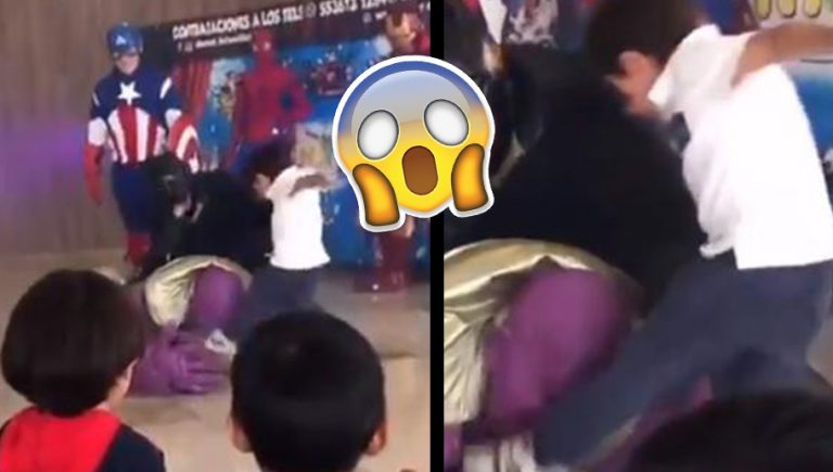 VIDEO: Ningún ‘Avenger’ se atrevió a tanto, niño golpea a “Thanos” en plena pelea