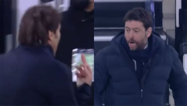 Video: Fuerte bronca entre Antonio Conte y el presidente de la Juventus termina con el técnico italiano sacándole el dedo