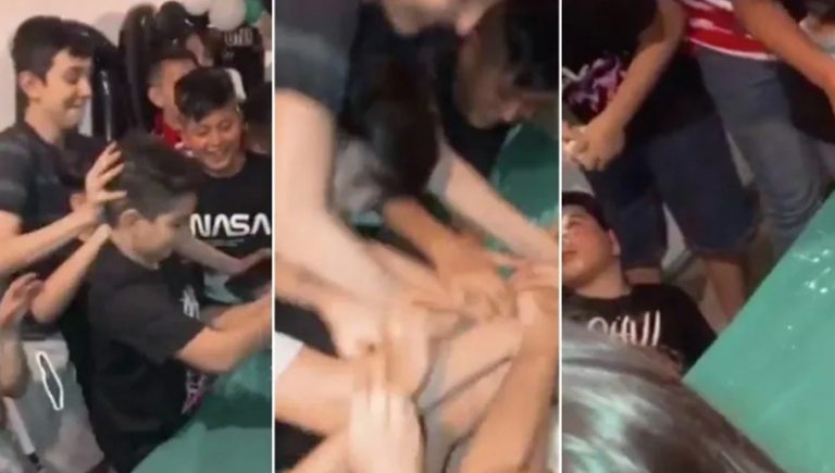 VIDEO VIRAL: Lo empujan al pastel y finge un desmayo