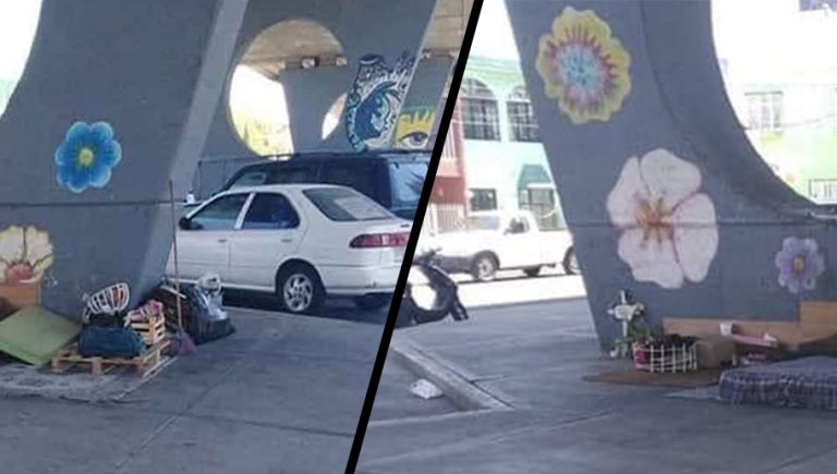 FOTOS: Indigente se hace viral por recámara ordenada y limpia abajo de un puente