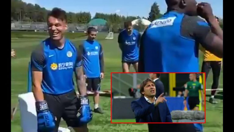 Video: Lukaku organiza pelea de box entre Lautaro Martínez y Conte tras su pelea en el partido de ayer