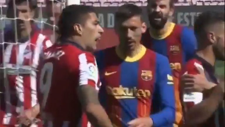 Video: Piqué explota contra Suárez por fingir falta, “¡Ya está bien gordo, no me jodas!”