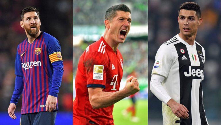 Robert Lewandowski se ‘moja’ entre Lionel Messi y Cristiano Ronaldo