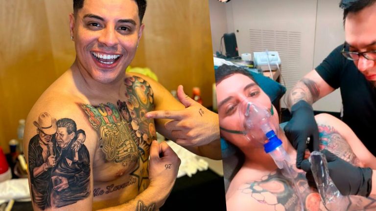 Eduin Caz presume sus nuevos tatuajes; le tomaron 25 horas y necesitó oxígeno
