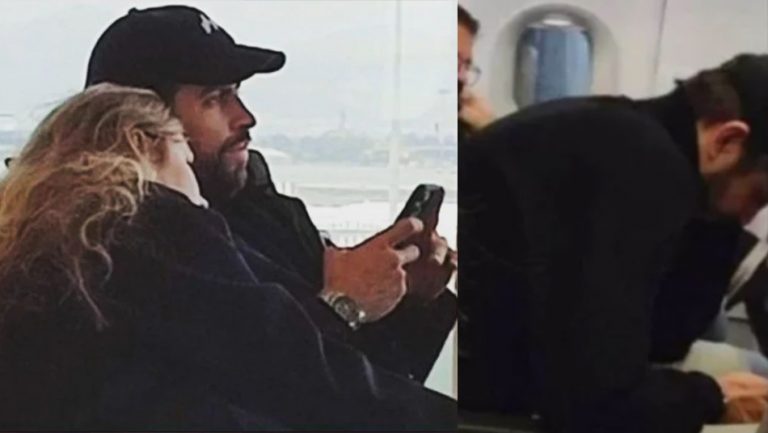 Piqué fue captado revisando el Instagram de Shakira en pleno vuelo con Clara Chía