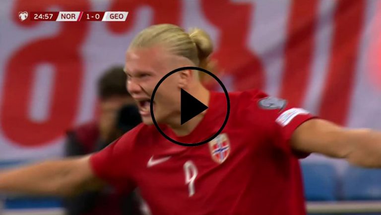 Video: el golazo a lo ‘Cristiano Ronaldo’ de Erling Haaland con la selección de Noruega